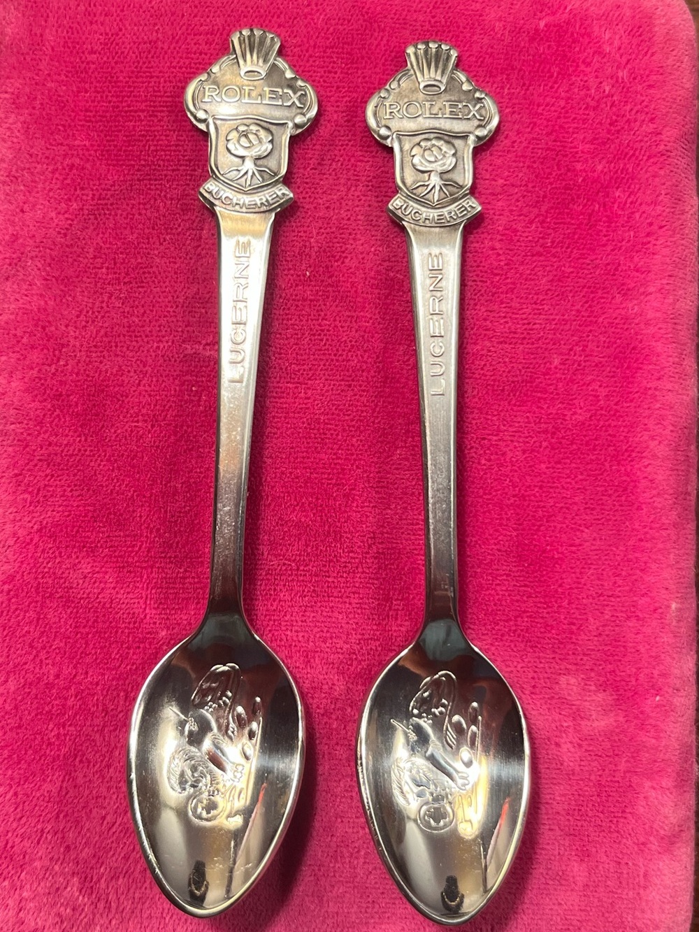 Rolex Silver Collectible Lucerne Spoons - Pair